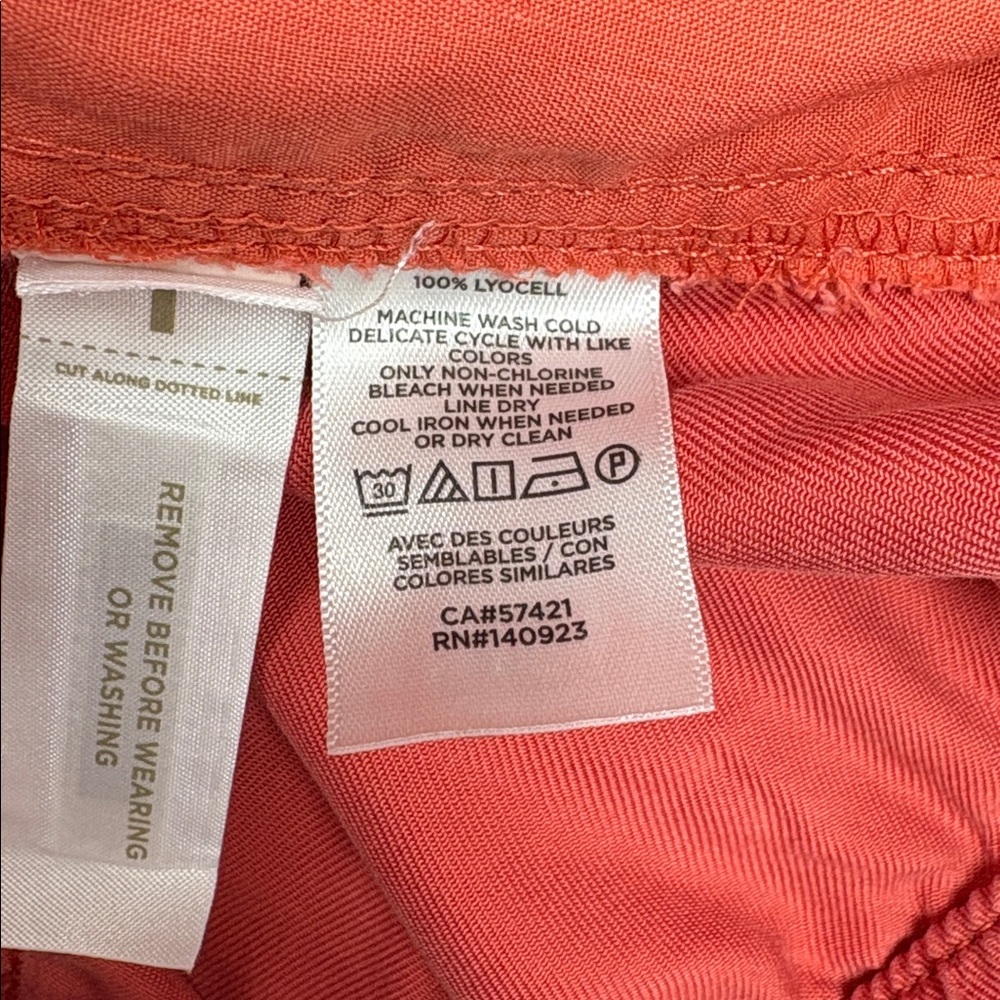 Ann Taylor LOFT High Rise Paperbag Tapered Pant Minimalist Coral Red Medium - Picture 8 of 8